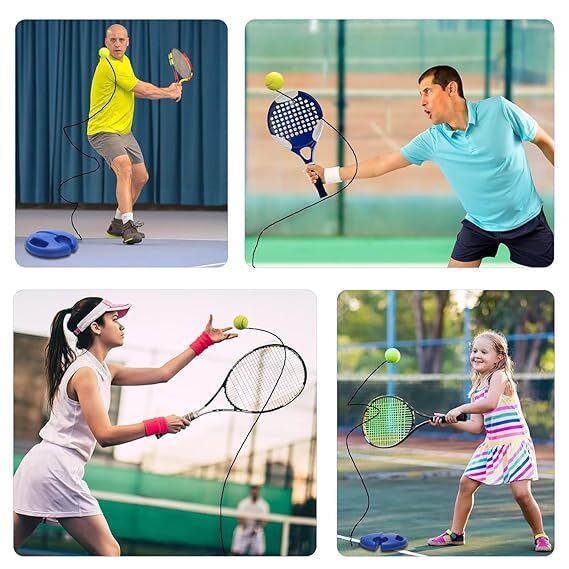 Tennis Trainer Rebound Ball With String - High-quality Pe Material, 10x10x4 Cm, Multicolor | Durable Self-training Tool For Adults And Kids, Portable Design With Easy Storage