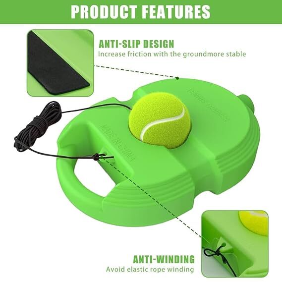 Tennis Trainer Rebound Ball With String - High-quality Pe Material, 10x10x4 Cm, Multicolor | Durable Self-training Tool For Adults And Kids, Portable Design With Easy Storage