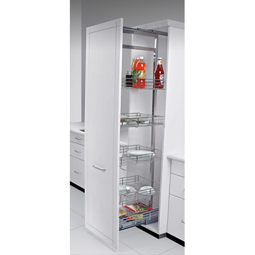 Modular Glass Pantry Kitchen Unit  Pull Out - Color: White