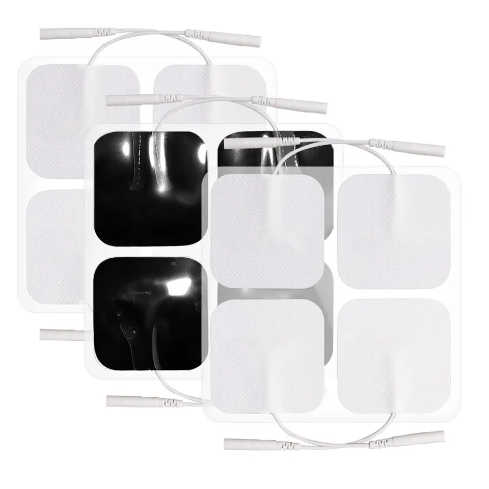 Electrodes Reusable Sticking Pads For Tens, Ift, Stimulators & Massager Machines - Carbon Conductor, 50x50 Mm, White/black | Durable, Skin-friendly, Comfortable For All Body Parts