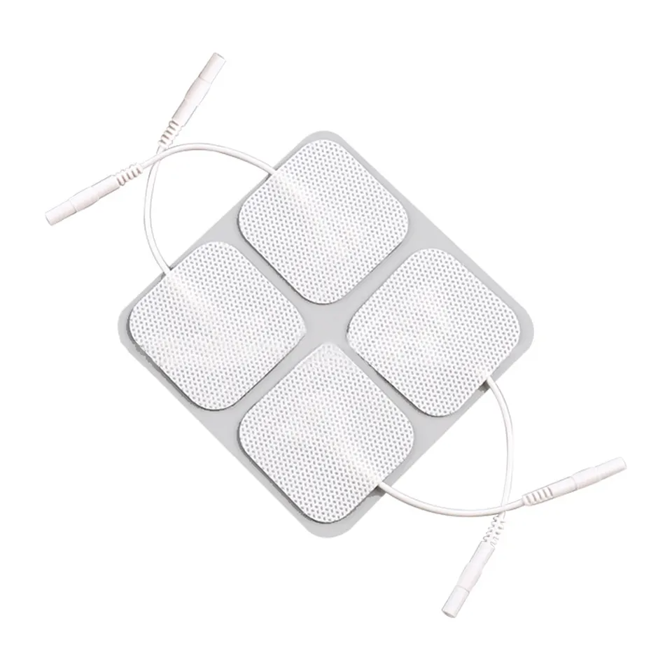 Electrodes Reusable Sticking Pads For Tens, Ift, Stimulators & Massager Machines - Carbon Conductor, 50x50 Mm, White/black | Durable, Skin-friendly, Comfortable For All Body Parts