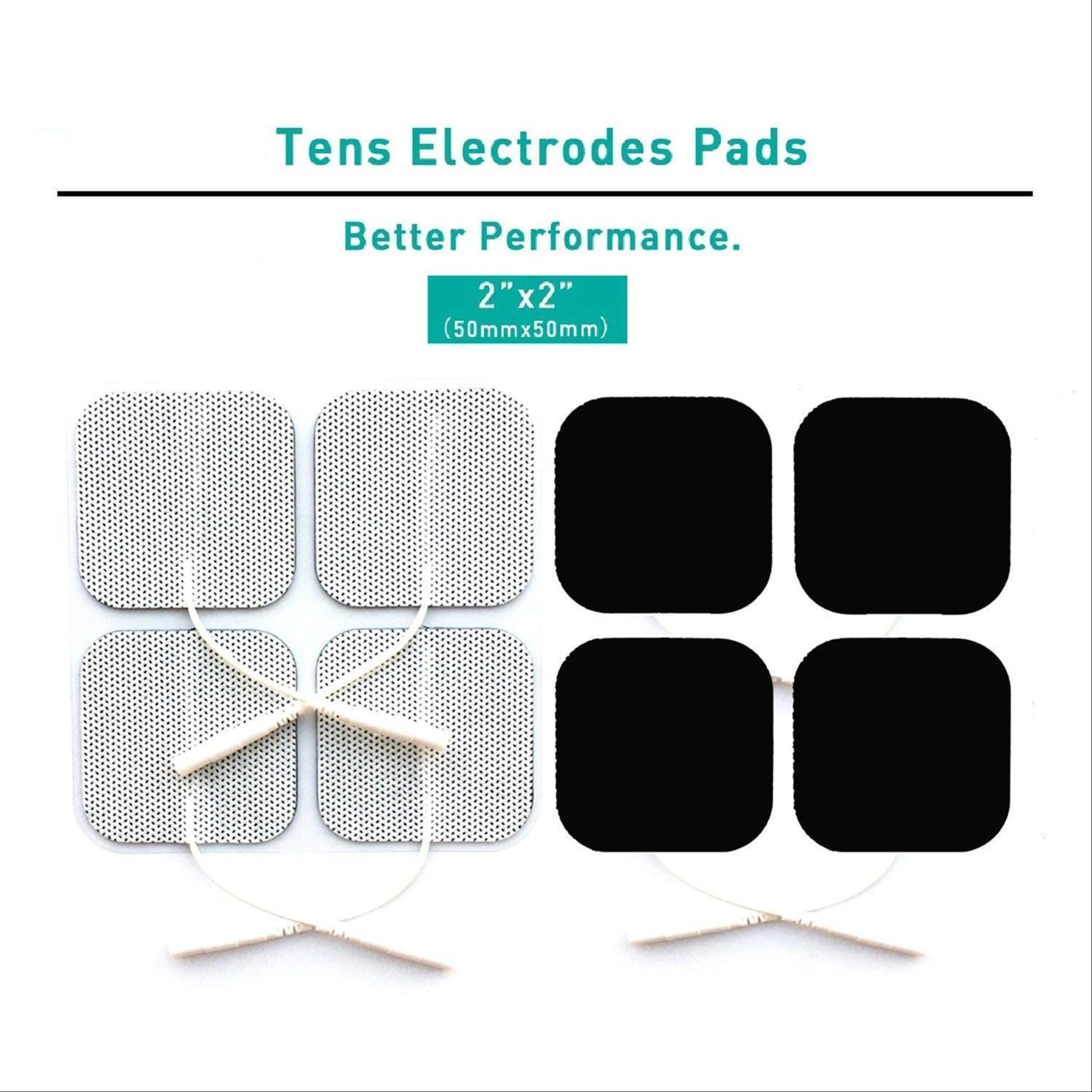 Self Adhesive Electrode Square Pads (Pack Of 4) - Non-woven Fabric, 50x50 Mm, White With Carbon Conductor | Durable, Comfortable, Reusable, Skin-friendly