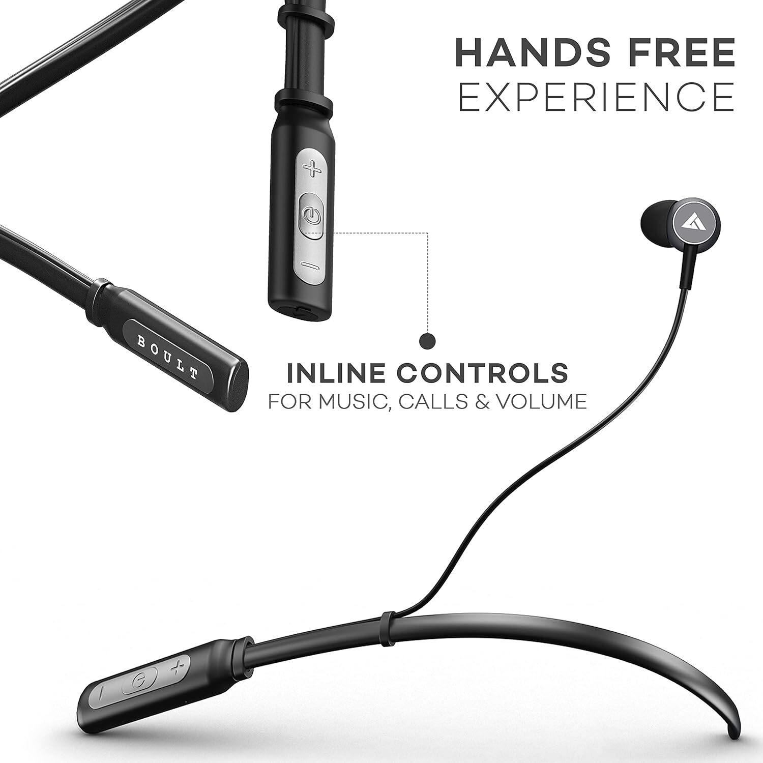 Boult Audio Curve Bluetooth Wireless In Ear Earphones With Mic With Ipx5 Water Resistant (Black)