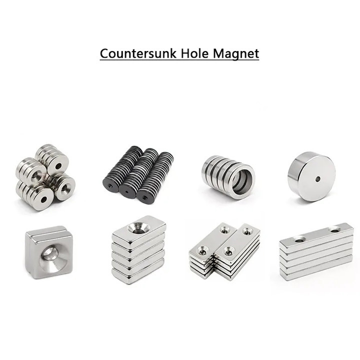 Neodymium Magnet Countersunk Ndfeb Magnets - Sintered Ndfeb Material Customized Size Silver/gold/black Color Axial Magnetization | Applications In Sensors Motors Medical Equipment And More