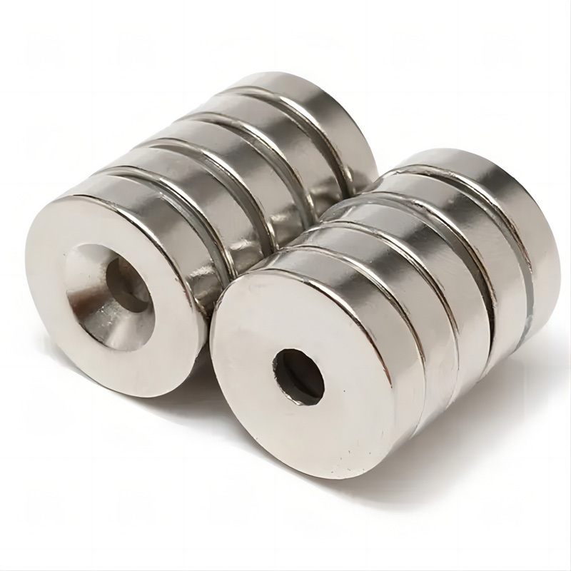 Neodymium Magnet Countersunk Ndfeb Magnets - Sintered Ndfeb Material Customized Size Silver/gold/black Color Axial Magnetization | Applications In Sensors Motors Medical Equipment And More