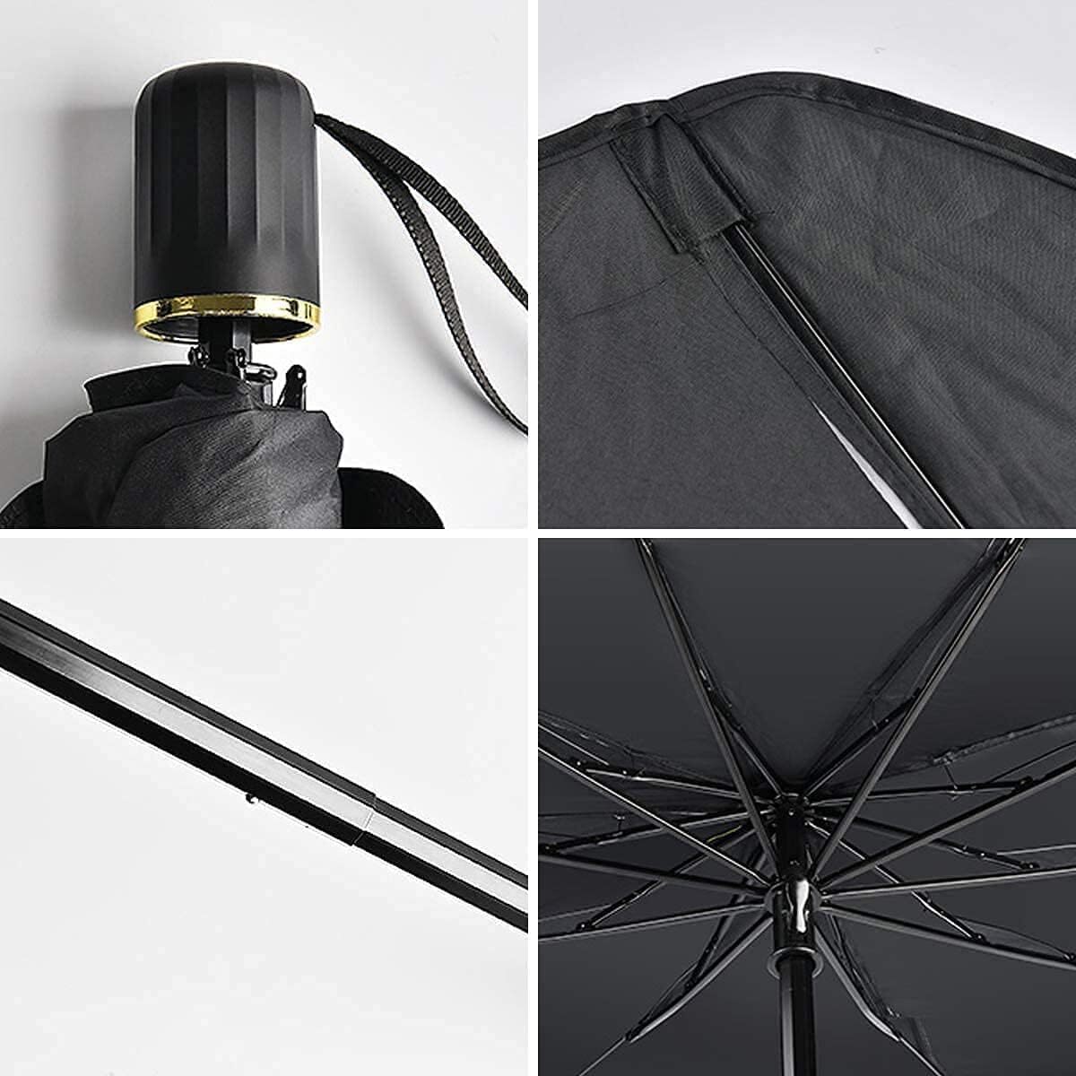 Car Umbrella - Nylon, 147l X 84w Cm, Black | Foldable Design, Uv Protection, Durable Steel Frame, All-weather Use For Most Vehicles