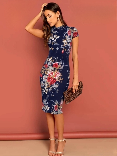 Ladies Bodycon Printed Dress - Color: All