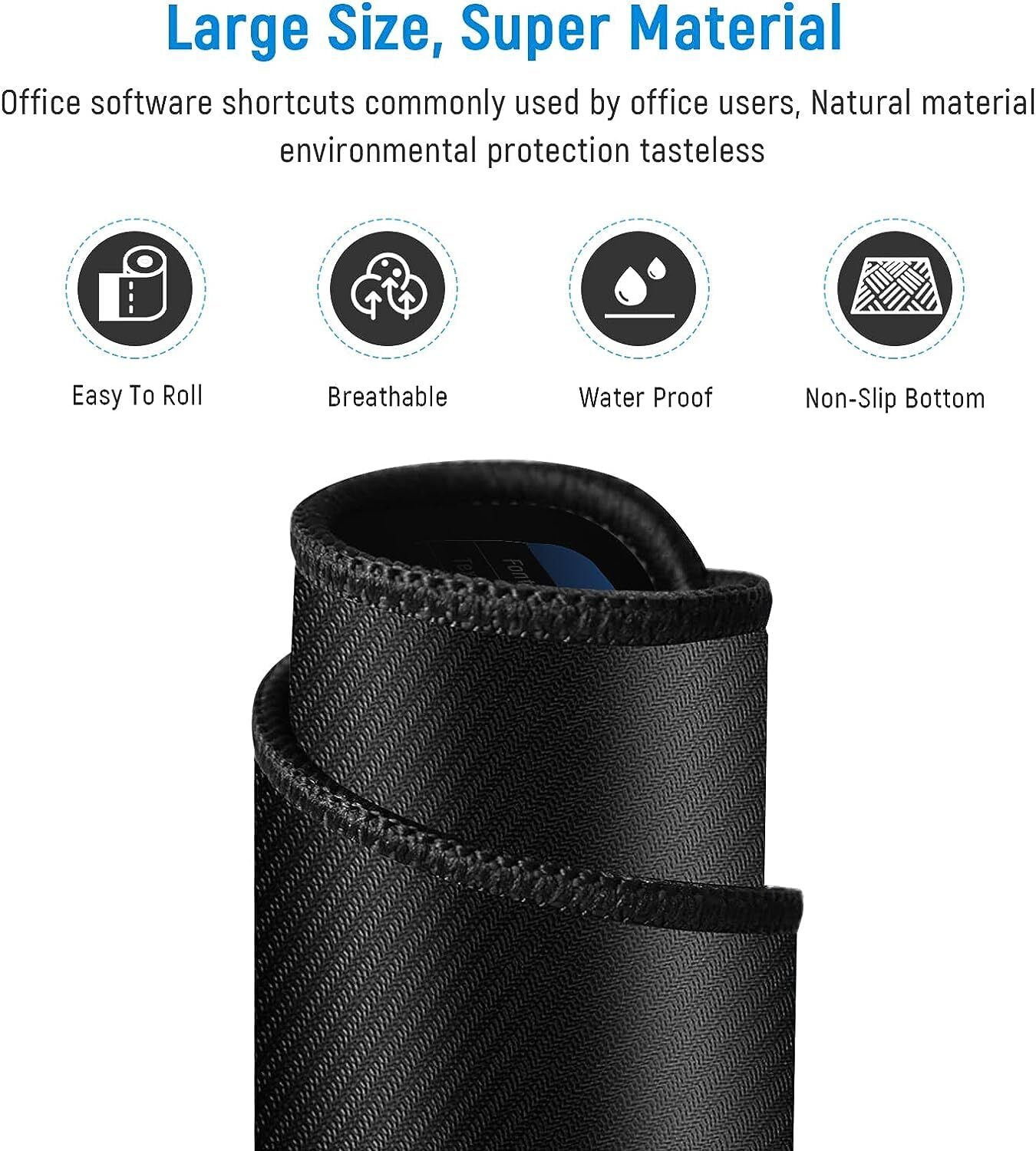 Mouse-pad With Shortcut Keys - 80x30cm Rubber | Multi-colour, Anti-slip Base, Eco-friendly Material, Clear Excel Shortcut Patterns, Durable Design