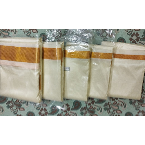 Semi Silk Dhothi 1 By 2Inch To 3Inch Dhothi And 9X5 Pair - Color: White
