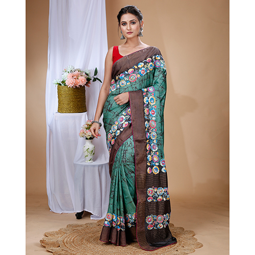 Parshi Hand Stitch Saree - Material: Cotton