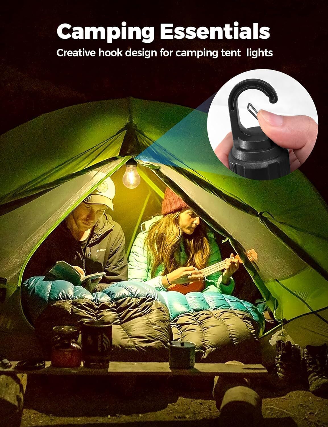 Desidiya Rechargeable Camping Lights - Plastic 5l X 5w X 5h Warm White | Waterproof Led Bulb With 3 Modes Hanging Lantern For Camping Hiking Emergency And Household Tasks