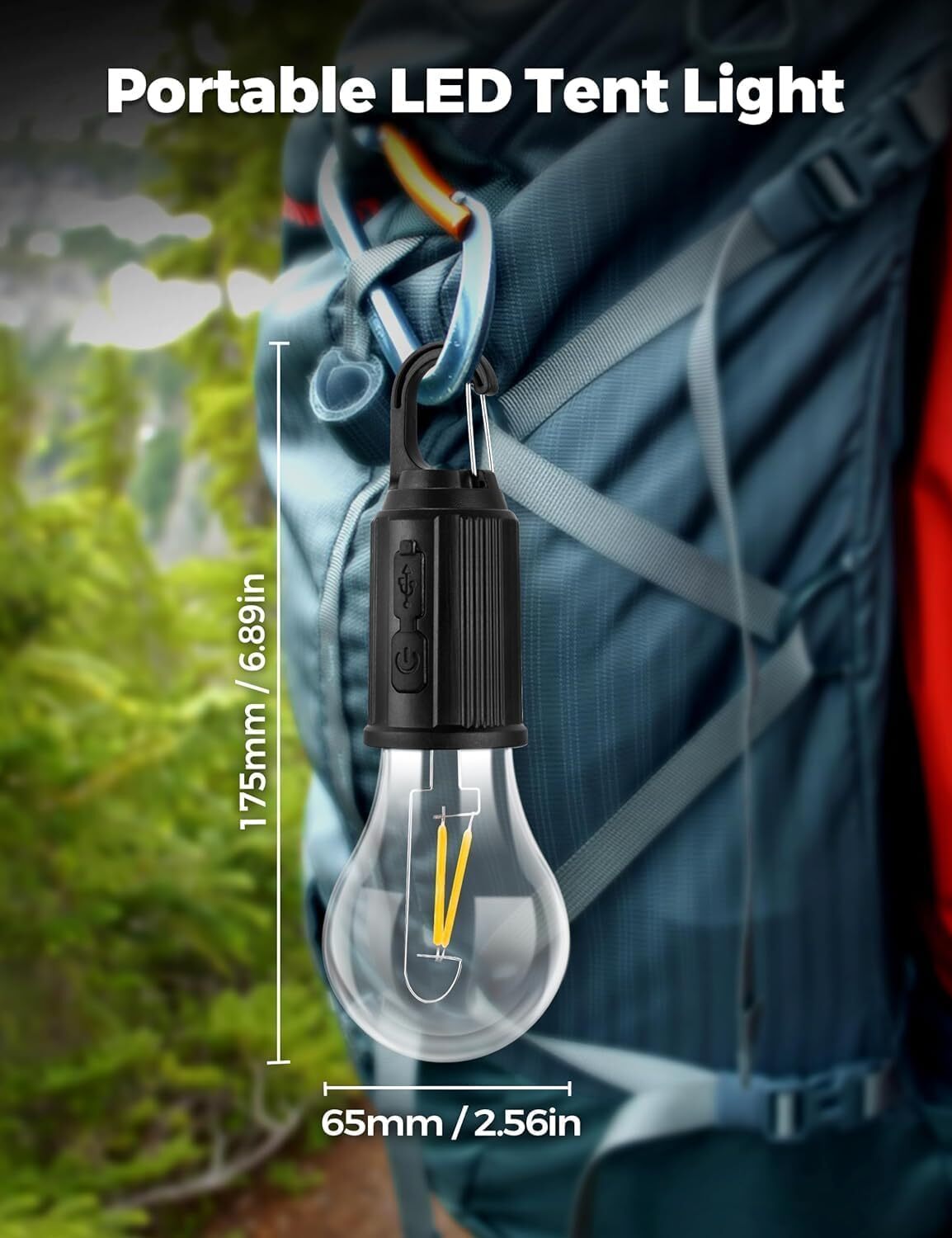 Desidiya Rechargeable Camping Lights - Plastic 5l X 5w X 5h Warm White | Waterproof Led Bulb With 3 Modes Hanging Lantern For Camping Hiking Emergency And Household Tasks