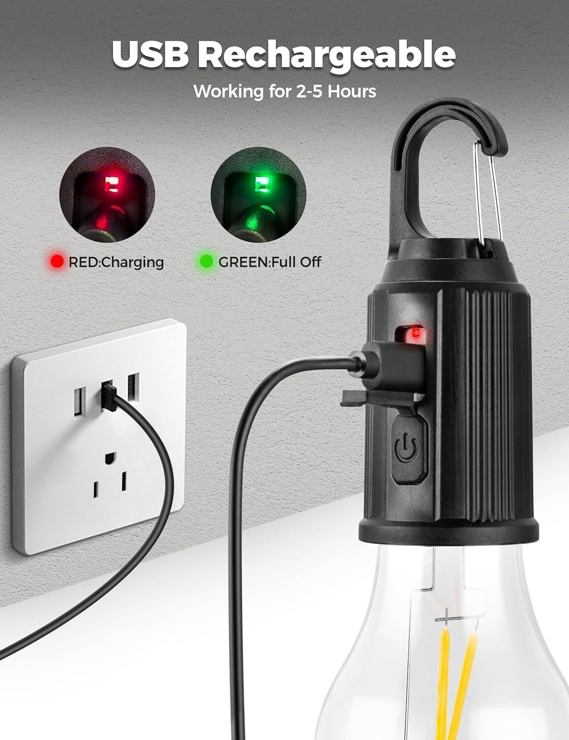 Desidiya Rechargeable Camping Lights - Plastic 5l X 5w X 5h Warm White | Waterproof Led Bulb With 3 Modes Hanging Lantern For Camping Hiking Emergency And Household Tasks