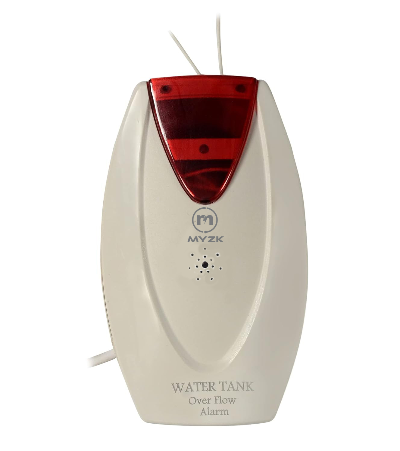 Myzk Electric Water Tank Overflow Alarm/bell With High Quality Overflow Voice Sound In Two Language, Wired Sensor Security System (Standard, White & Red) - Body Material: Abs