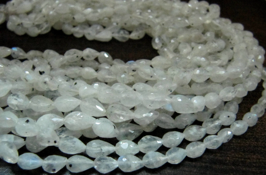 Natural White Rainbow Moonstone Drop Shape 5x7 Mm Beads Strand 13''long - Material: Stone