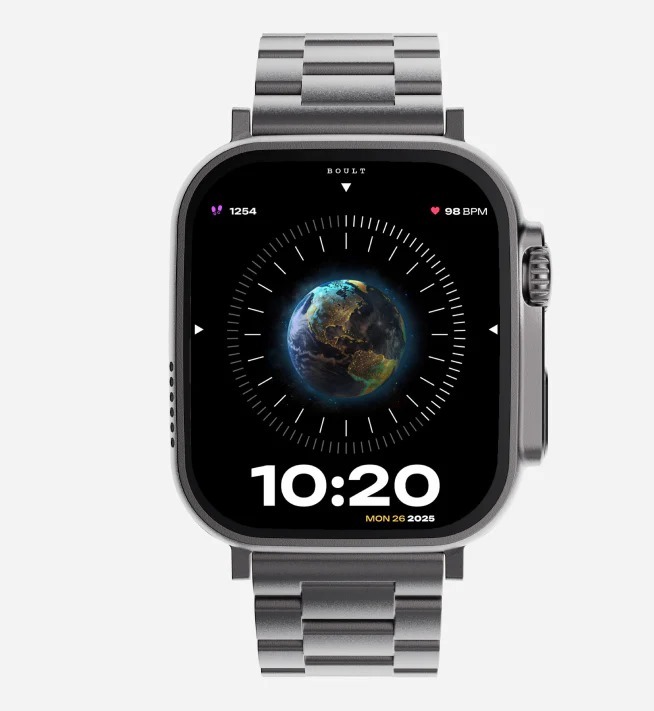 Boult Audio Crown(m) - Zinc Alloy Material, 1.95" Hd Screen With 240x283 Pixels, Bluetooth 5.2 | Spo2 & Heart Rate Monitor, Ip67 Water Resistant, Ai Voice Assistant