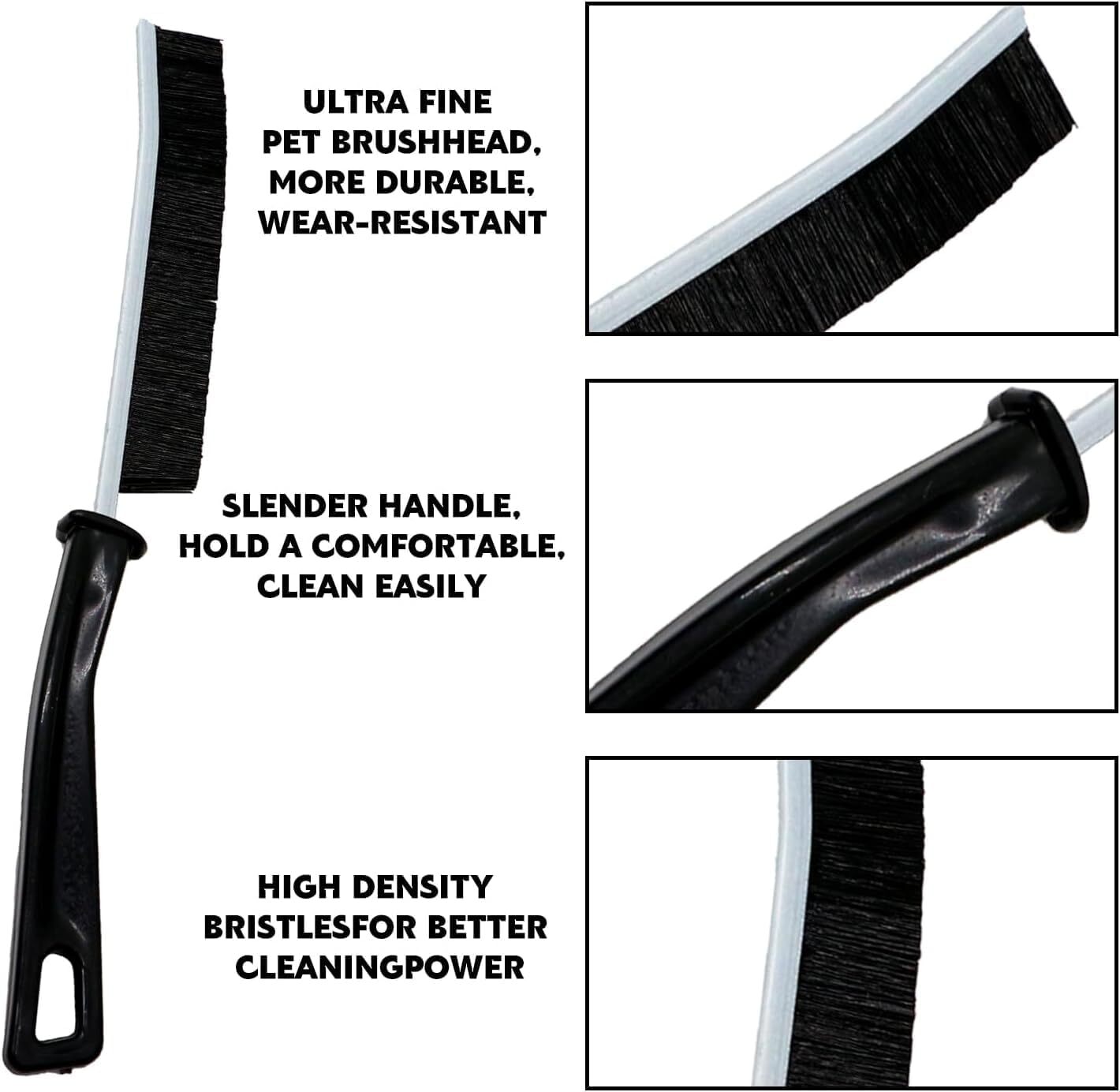 Gap Cleaning Brush - Ultra-fine Pet Bristles, 16x12x3 Cm, Black | Durable Wire Dishwashing Rags, Multipurpose For Kitchen And Bathroom, Strong Water Absorption