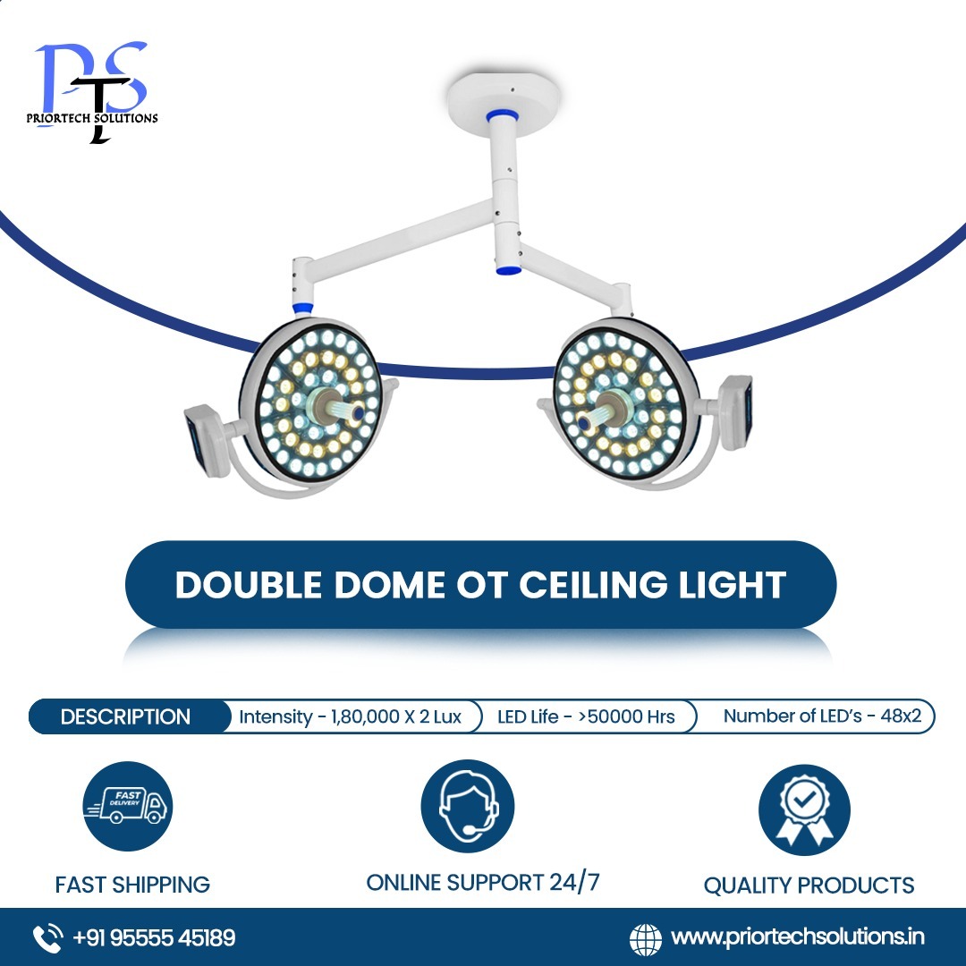 Double Dome Operation Theatre Ceiling Light - Color: White & Yellow