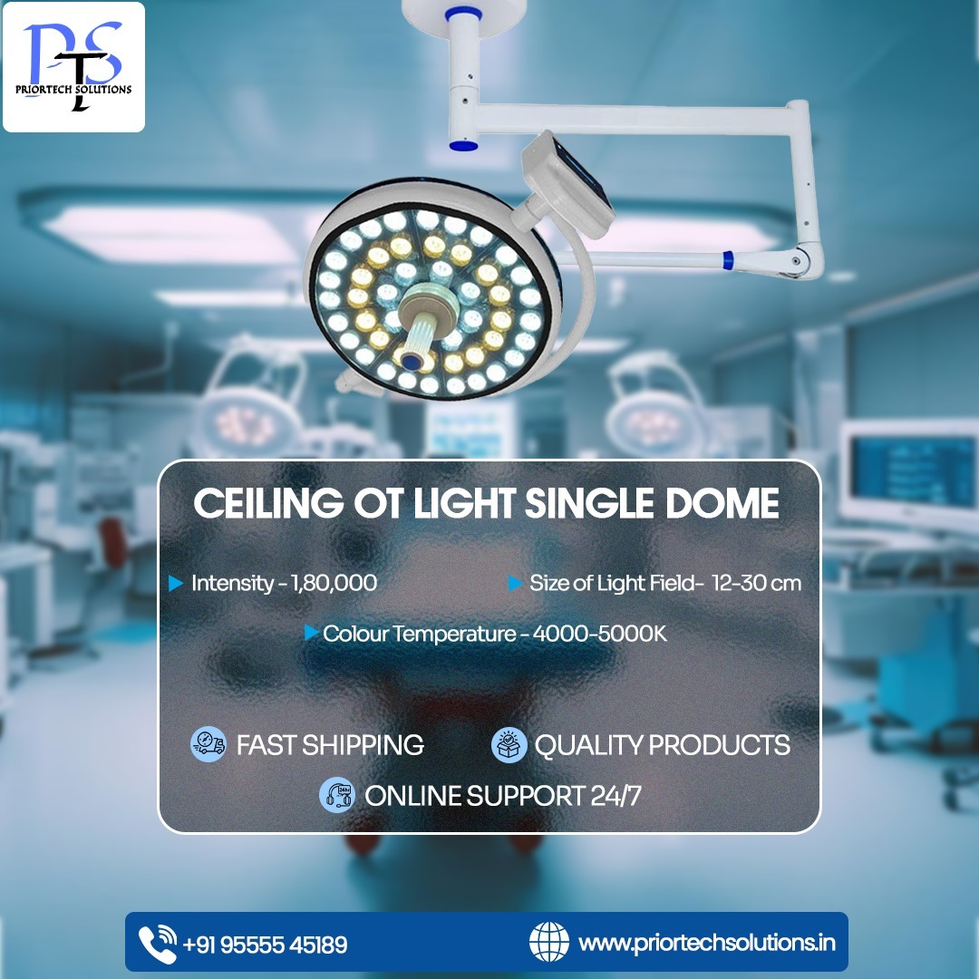 Otlight - Stainless Steel, Wall Mounted, 220v/50hz | New Electric Dome Ceiling Operation Theatre Light With Warranty, Bright White & Yellow Illumination, Safe For Hospitals