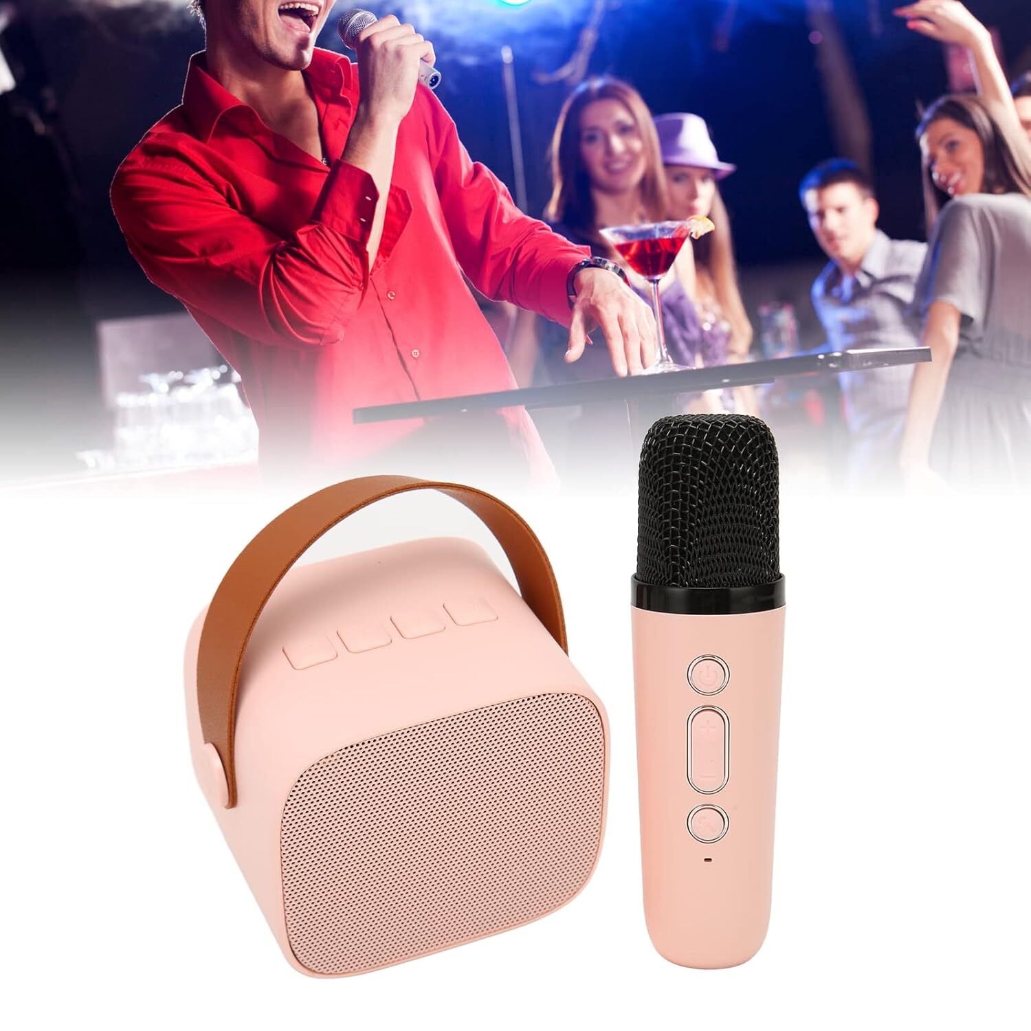 Portable Karaoke Speaker Kit - Plastic, 17x17x8 Cm, Multicolor | Long Battery Life, 5.0 Wireless Chip, 6 Sound Effects, Hd Stereo, Mini Size
