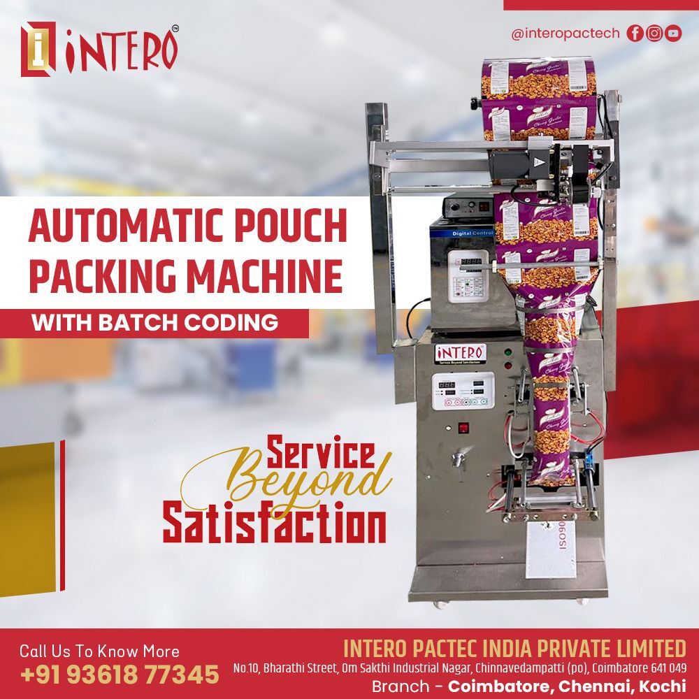 Pouch Packing Machine - 5g To 100g Capacity, Silver Stainless Steel | Electric Drive, Automatic Grade, Hmi Control, 55kg Weight