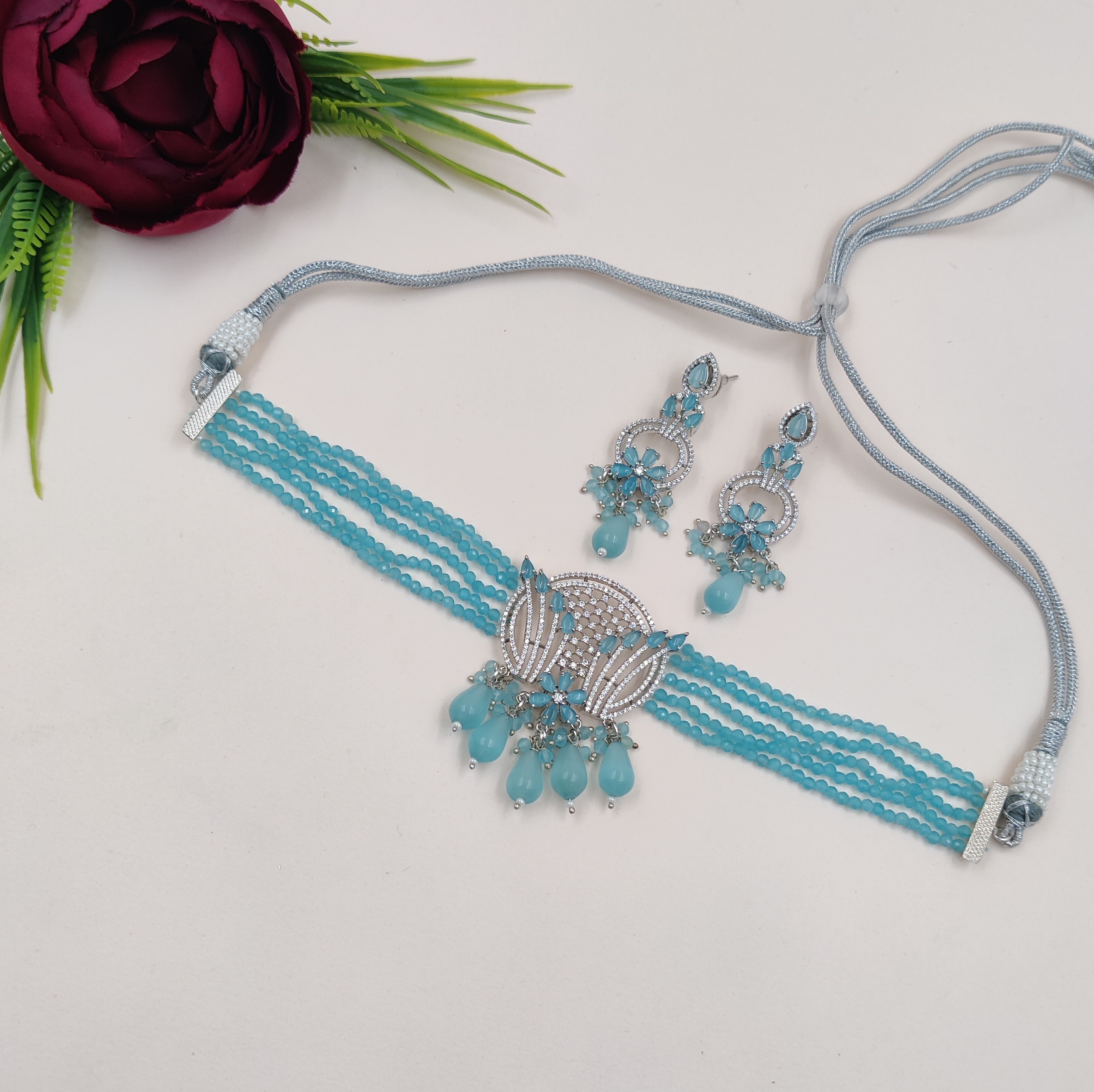 Glam Luxe Choker Set - Zircon Material, Elegant White Polish Finish | Perfect For Weddings, Parties, Anniversaries, Engagements, And Everyday Wear