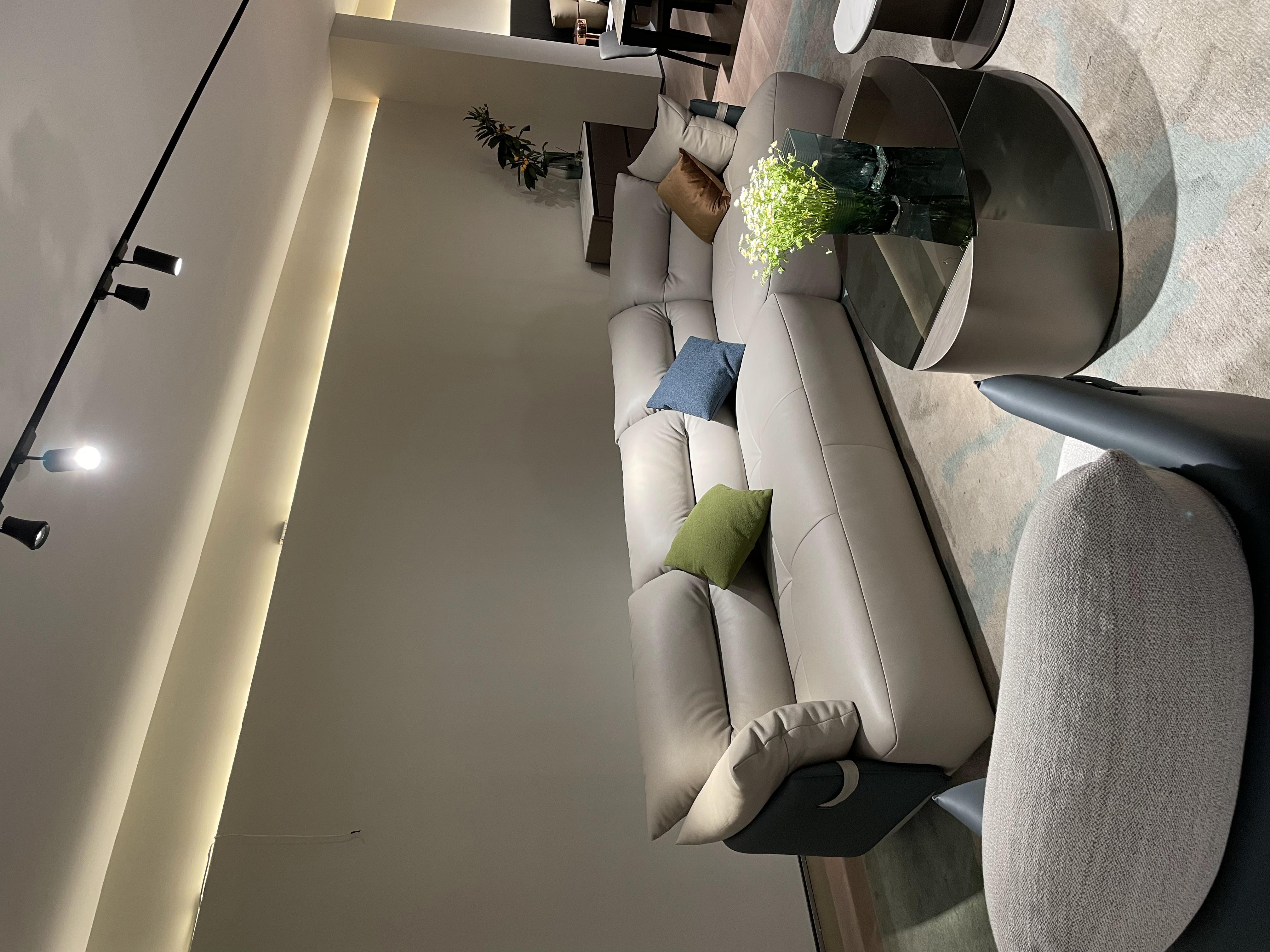Leather Couch L Shape Sofa Flower Sofa Contrast Color
