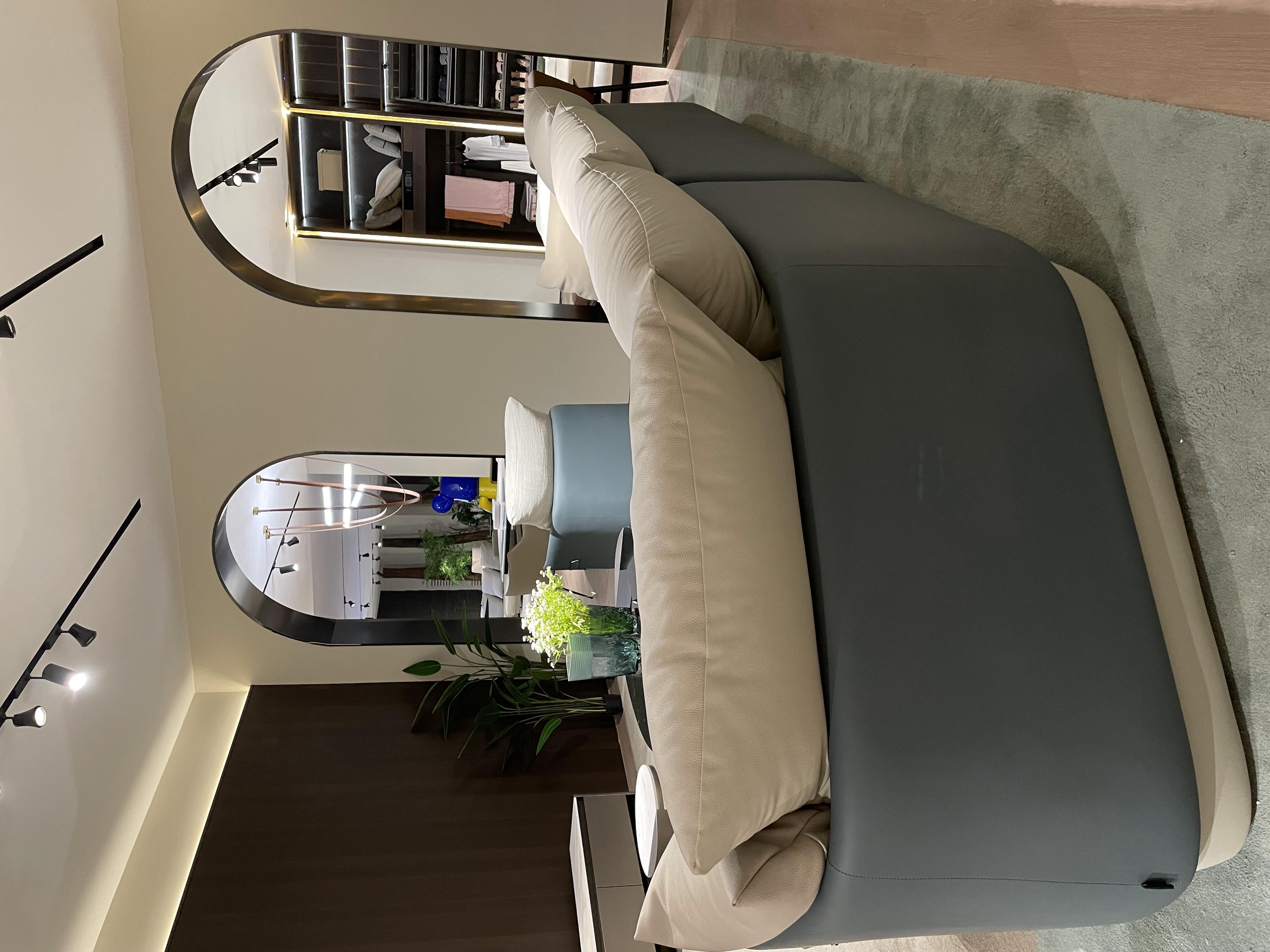 Leather Couch L Shape Sofa Flower Sofa Contrast Color