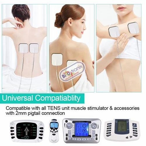 Adhesive Pads - 4 Electrodes, 50x50 Mm, 2 Mm Pin Connector | Durable, Self-adhesive, Skin-friendly, Compatible With Tens, Ems, & Pulse Massagers