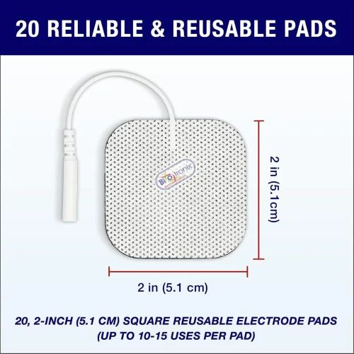 Adhesive Pads - 4 Electrodes, 50x50 Mm, 2 Mm Pin Connector | Durable, Self-adhesive, Skin-friendly, Compatible With Tens, Ems, & Pulse Massagers
