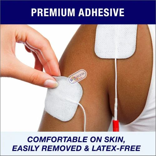 Adhesive Pads - 4 Electrodes, 50x50 Mm, 2 Mm Pin Connector | Durable, Self-adhesive, Skin-friendly, Compatible With Tens, Ems, & Pulse Massagers