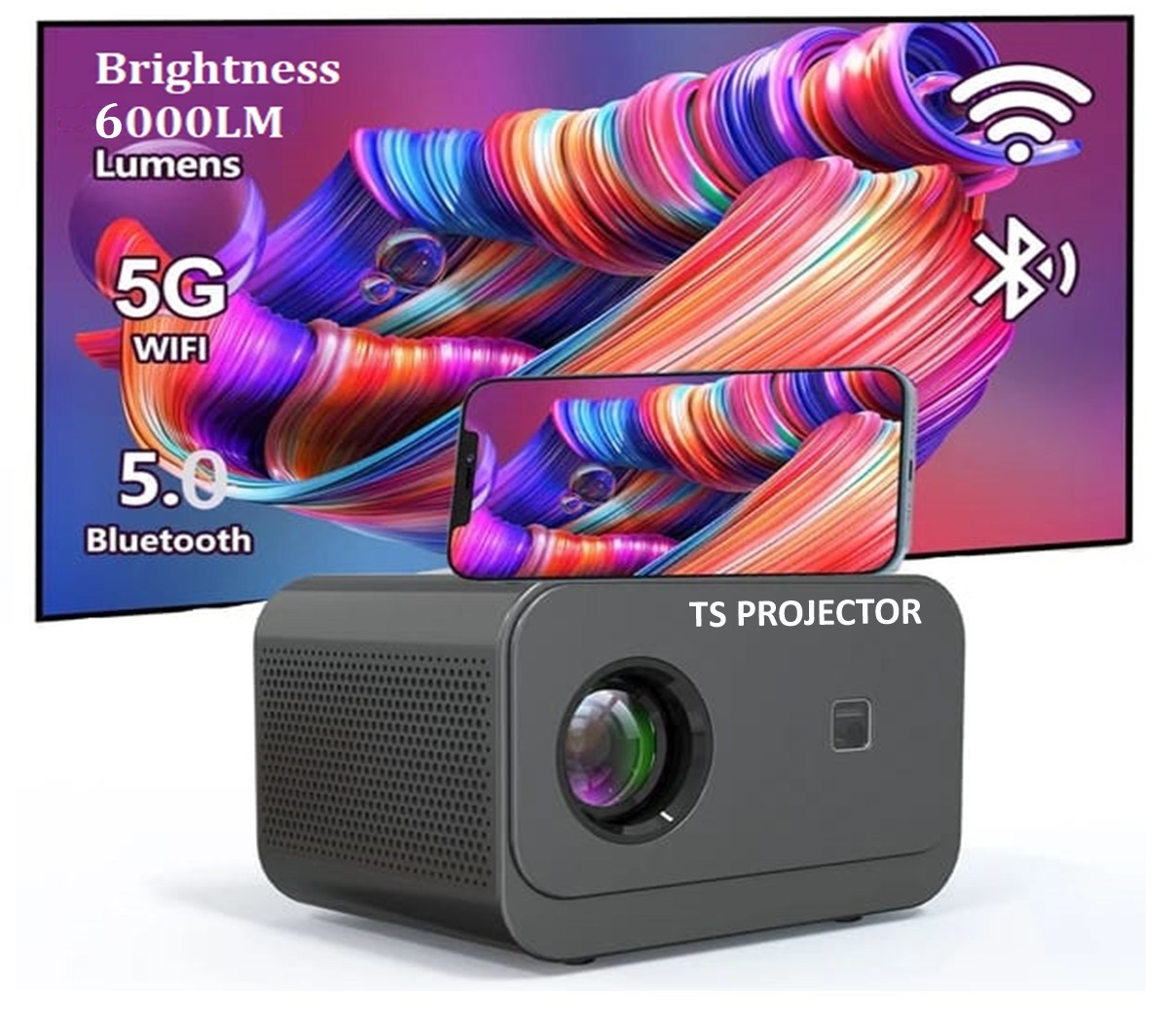 Ts Projetor 4k Smart Led Multimedia Projector - Brightness: 6000lm Lumens