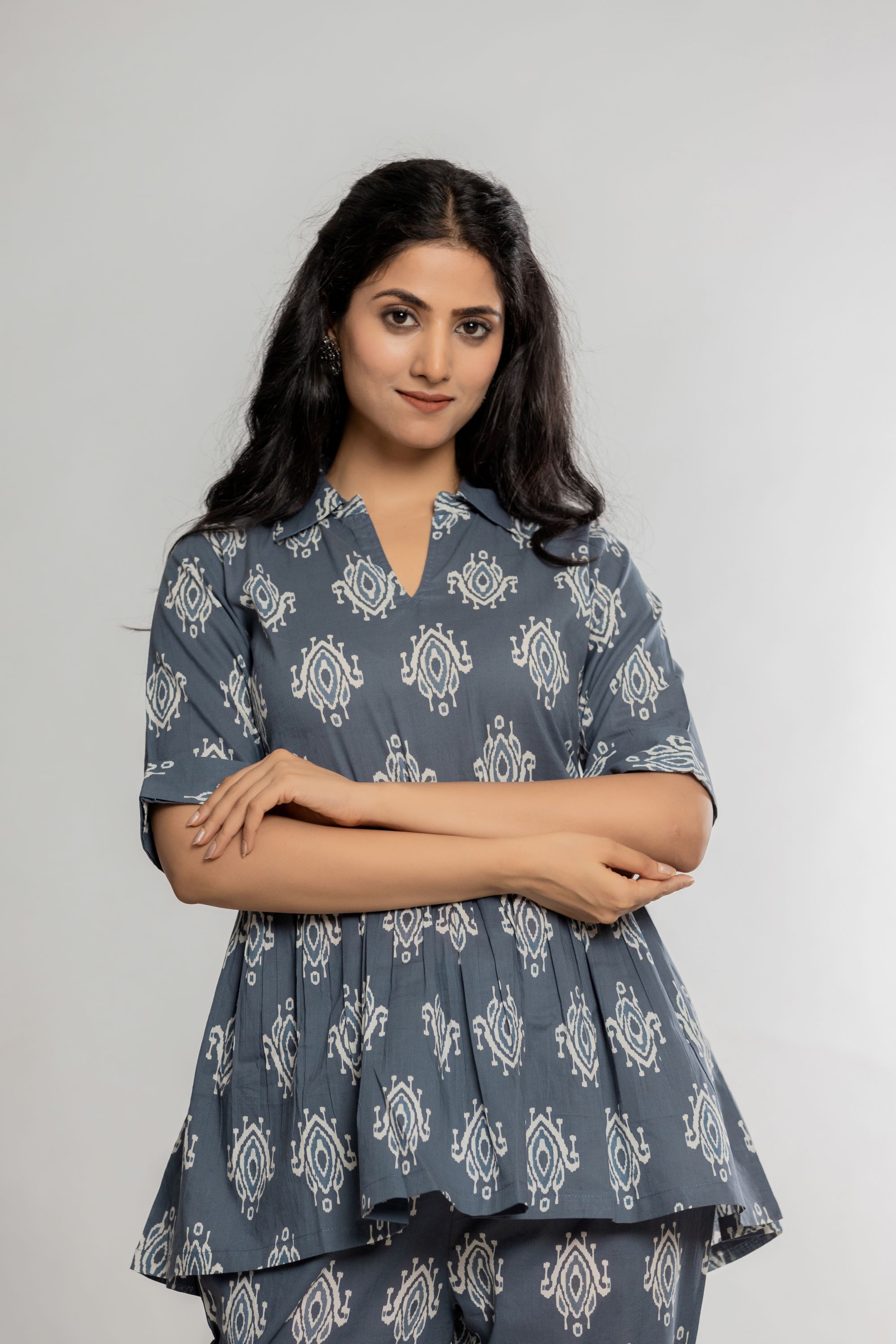 Peplum Coord Set - Color: Grey