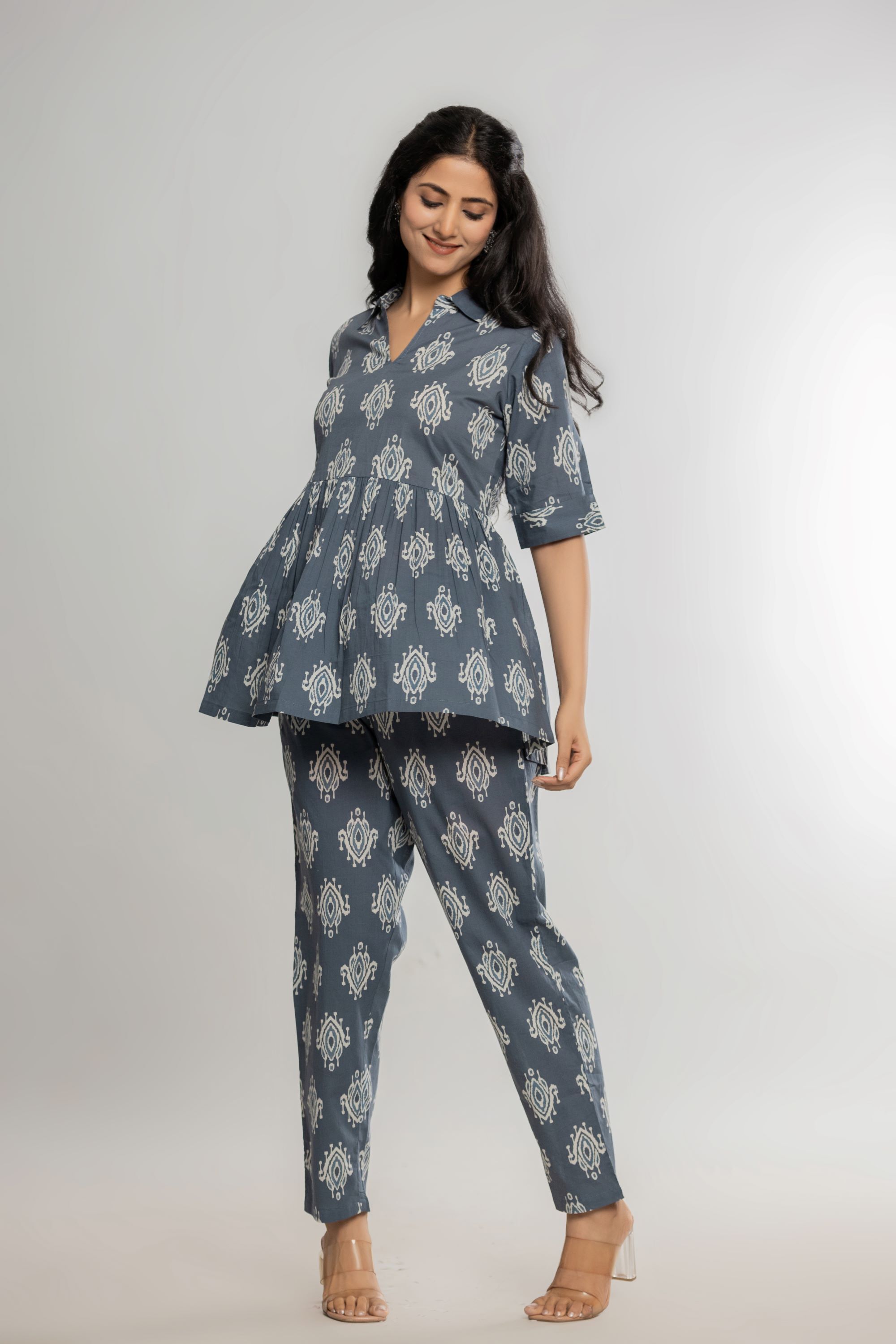 Peplum Coord Set - Color: Grey