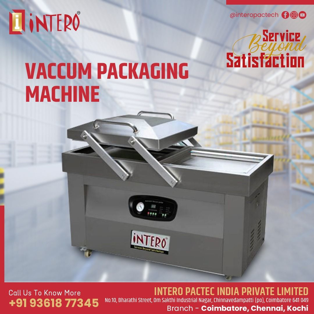 Double Chamber Vacuum Packaging Machine - Stainless Steel, 720x550x45 Cm, Silver | Semi-automatic, Heavy Duty, Highly Efficient, 100 Kg/hr Capacity, 1 Year Warranty, Less Power Consuming