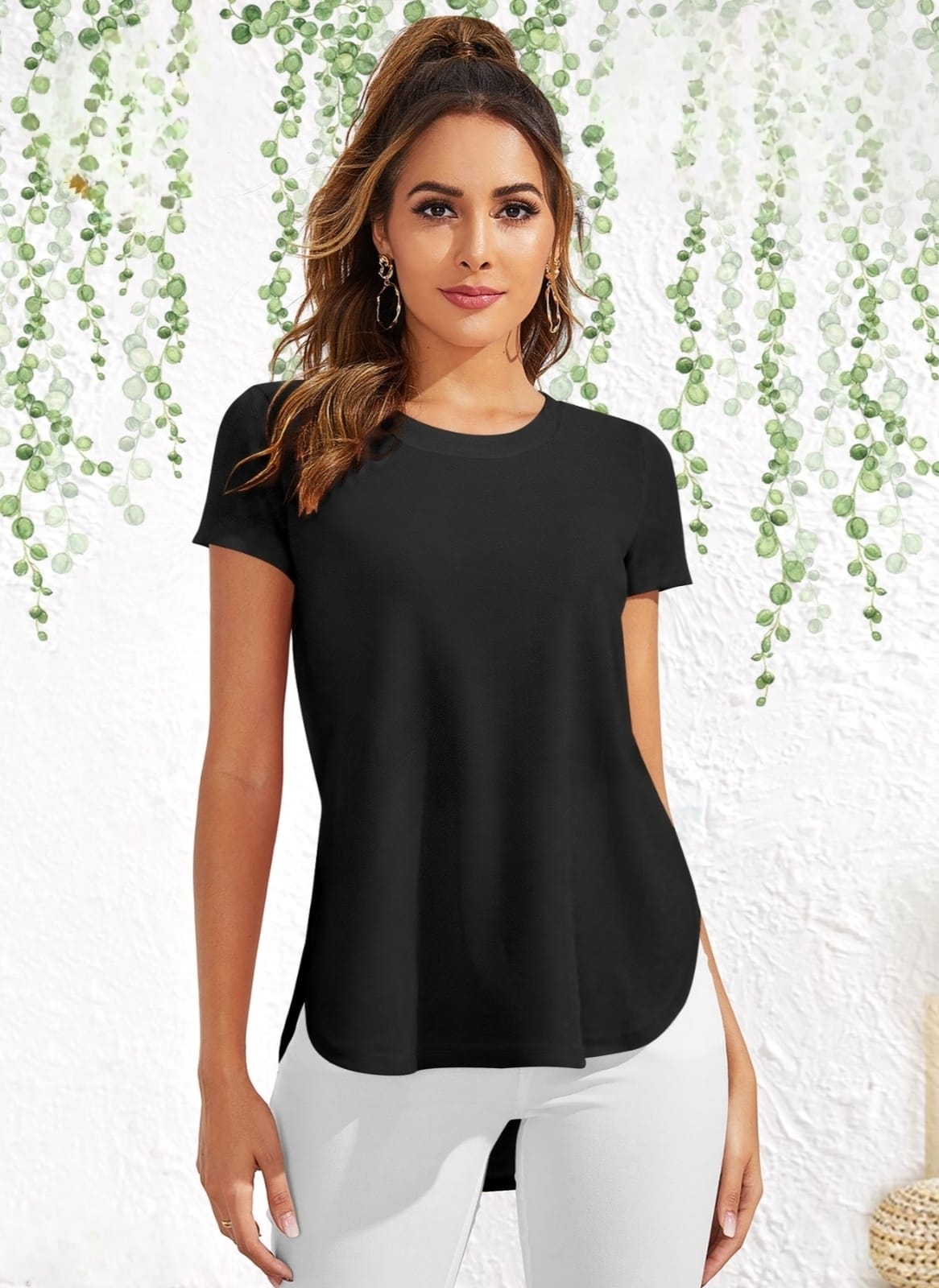 Ladies Anti-wrinkle Polyester T-shirt - Short Sleeves O-neck | Available In Green White Black Maroon