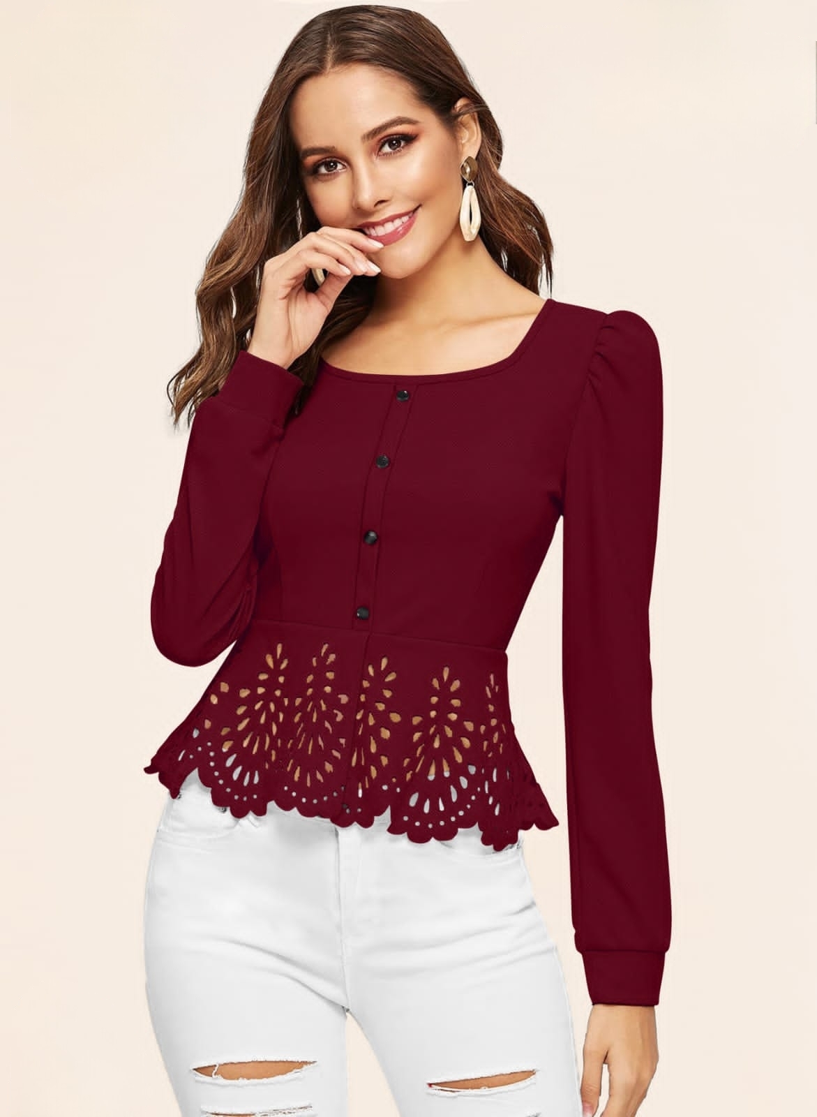 Ladies Plain Tops - Casual Dress For Daily Wear | Available In Peach, Black, White, Pista, Maroon, Sizes S, M, L, Xl