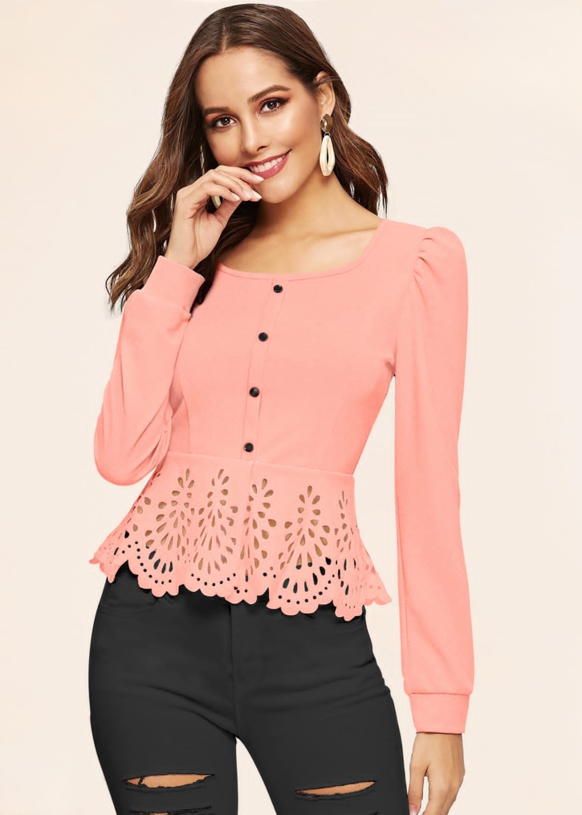 Ladies Plain Tops - Casual Dress For Daily Wear | Available In Peach, Black, White, Pista, Maroon, Sizes S, M, L, Xl