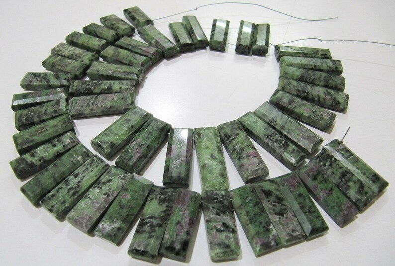 Natural Ruby Zoisite Baguette Shape Beads 15 To20mm Beads 8 Inches Long