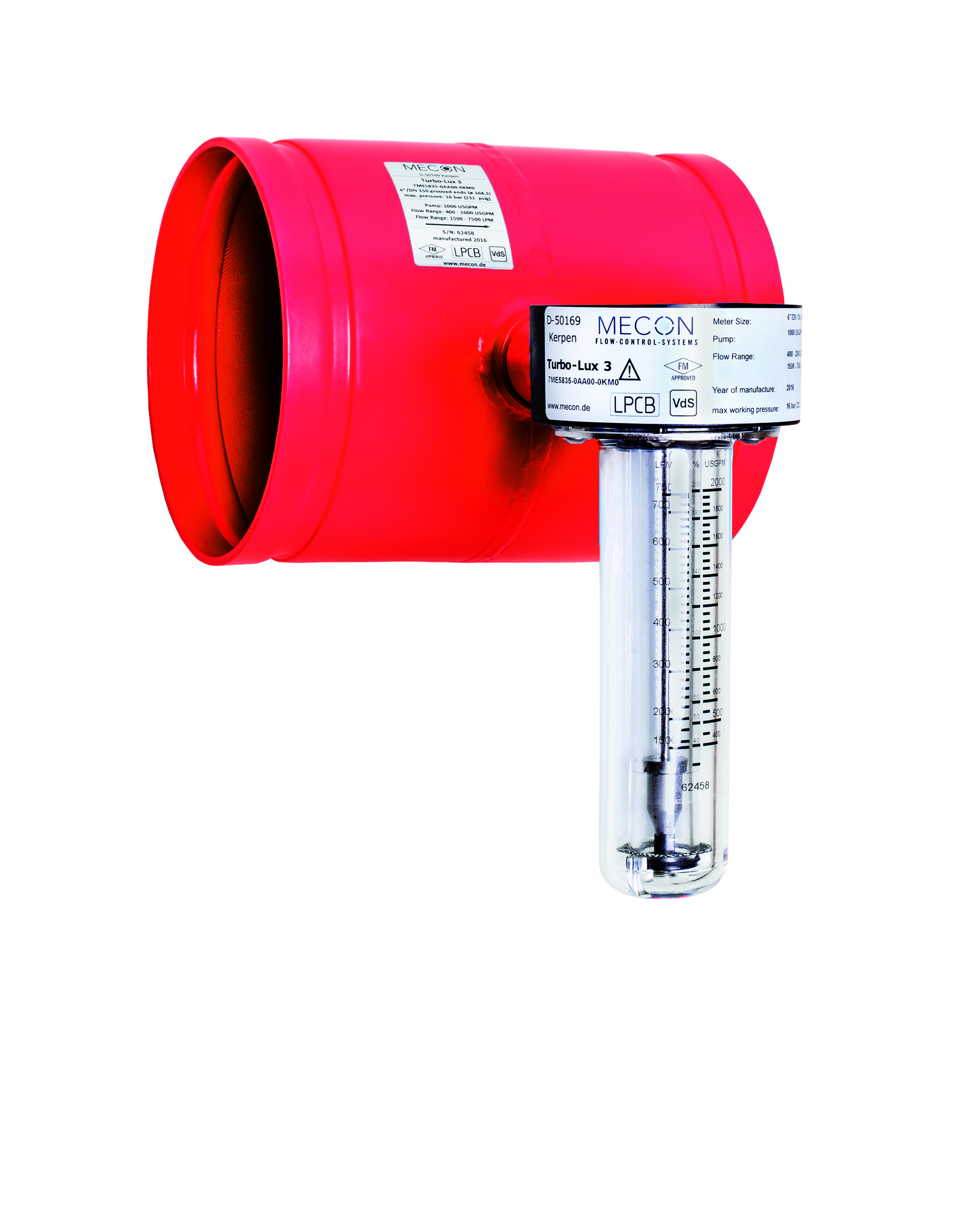 Fm Approved Flow Meter /Fire Pump Test Meter - Color: Red
