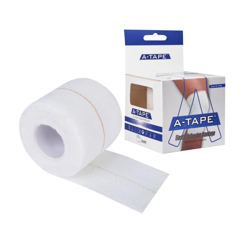 5cm X 4.5m A-TAPE Cotton High Elastic Adhesive Bandage - 10 cm x 5 m Size, White Color, Reusable, Easy Storage without Freezing