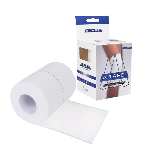 7.5cm X 4.5m A-TAPE Cotton High Elastic Adhesive Bandage - Cotton Material, 7.5cm Width x 4.5m Length, White Color, Reusable, Soft and Breathable