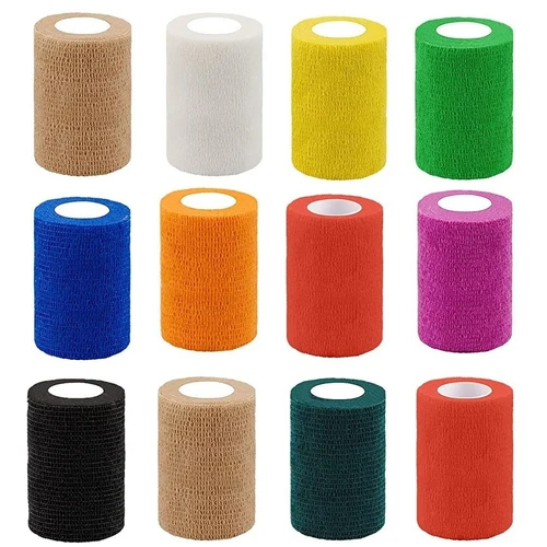 3inch X 4.5 mtr A-TAPE Breathable Self Adhesive Cohesive Bandage for Humans and Pets - Cotton Material, Multicolor Design | Easy Application, Non-Slip, Ideal for Wound Protection