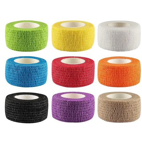 Cohesive Bandage - 1inch x 4.5m Cotton, Multicolor | Breathable Self-Adhesive for Humans and Pets, Non-Sterilized, Easy to Use