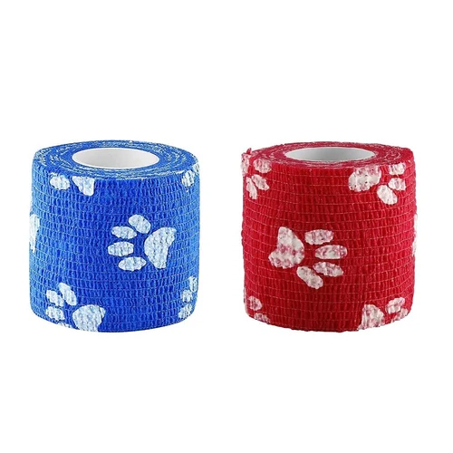 A-TAPE Self Adhesive Cohesive Crepe Bandage for Humans And Pets Veterinary Wrap - 95% Cotton & 3% Spandex, 5cm x 4.5m, Blue & Red Colors | Disposable, Self-Adhesive, Non-Stick