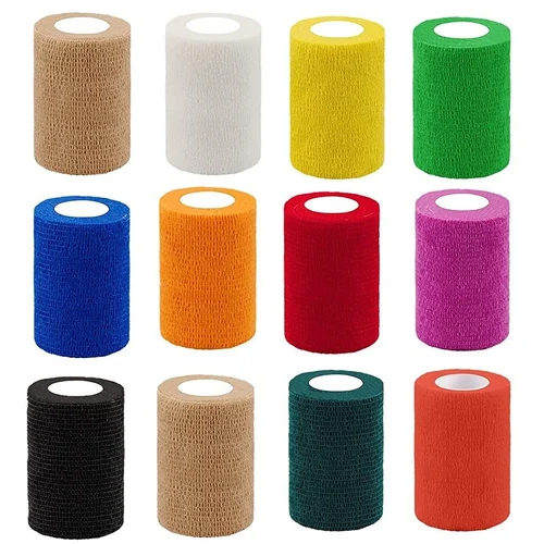 Cohesive Bandage 7.5cm - 18 x 12 x 6 cm Size, Multicolor Self Adhesive Wrap for Pets & Humans, Disposable Durable Supportive Compression Roll