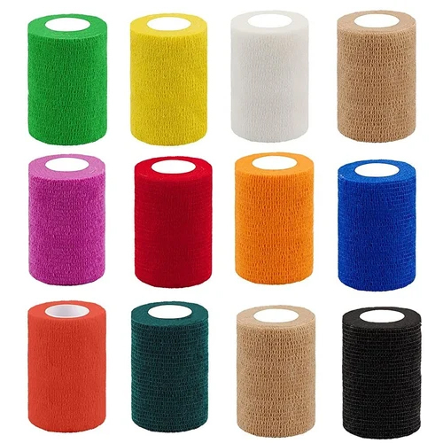 A-TAPE Self Adhesive Cohesive Crepe Bandage - 95% Cotton, 10 cm , Multicolor, Ideal for Human and Pet Injuries