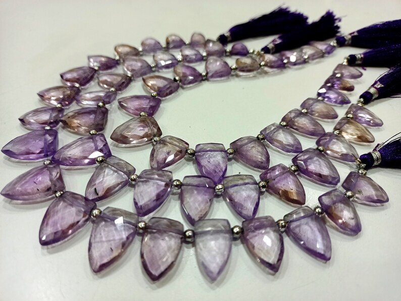 Natural Ametrine 12to18mm Arrowhead Knife Shape Beads Strand 9''long