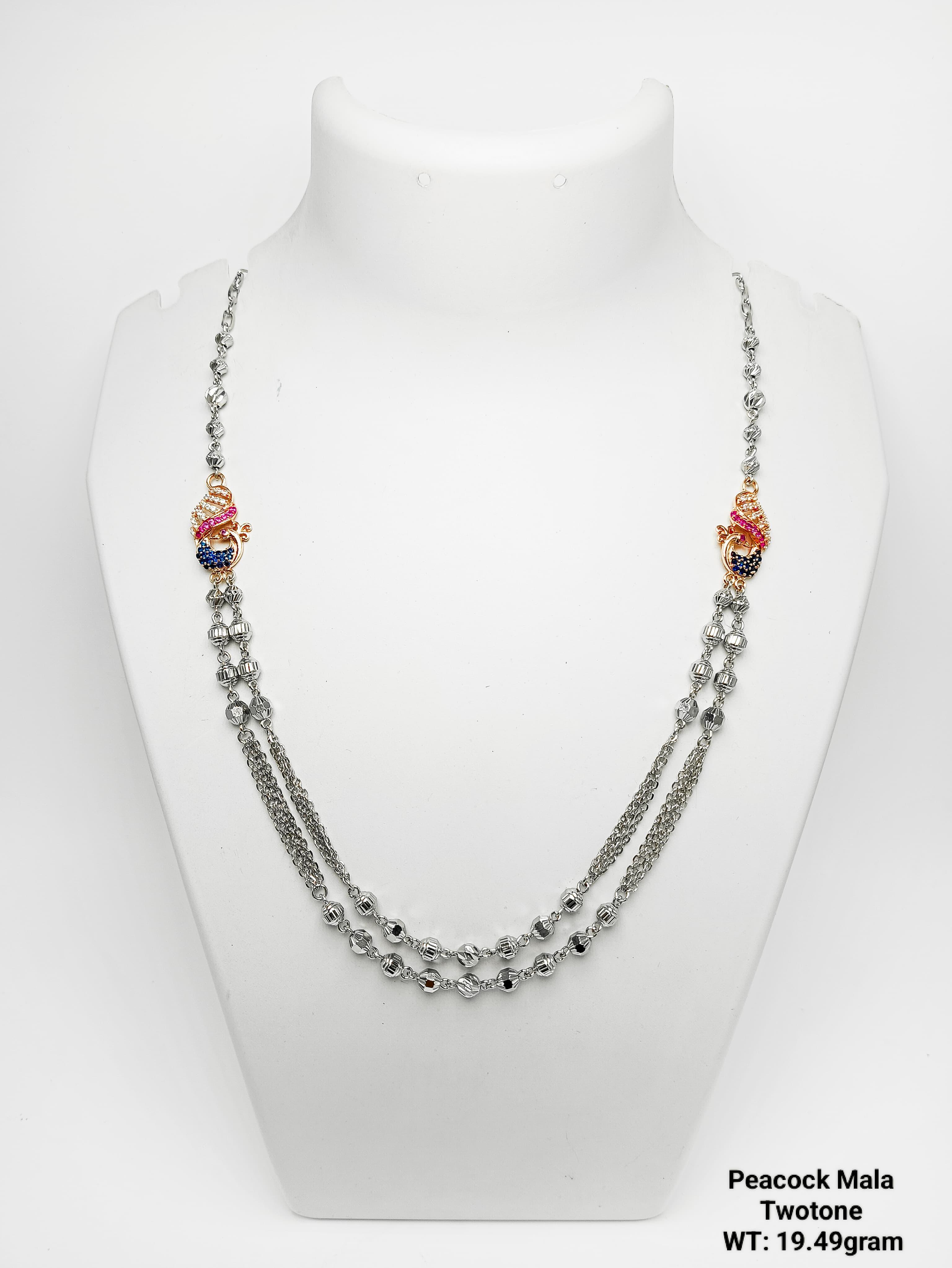 New Design 92.5 Silver Peacock Mala