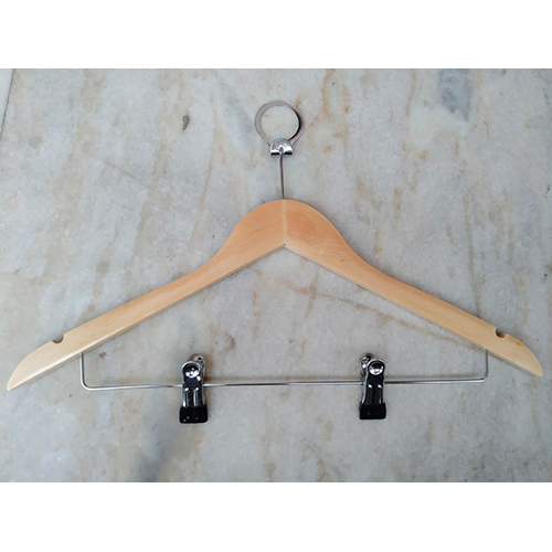 Hotel Shirt Hanger With Clips - Color: Light Brown